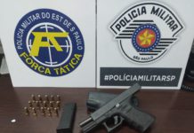 Homem é preso pela FORÇA TÁTICA por porte ilegal de arma de fogo no Jardim Bela Vista em Leme, SP