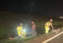 Acidente com moto mobiliza equipes de socorro na Rodovia Anhanguera em Leme, SP