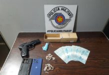 Polícia Militar apreende drogas, R$ 2 mil e simulacro de arma durante combate ao tráfico em Pirassununga, SP